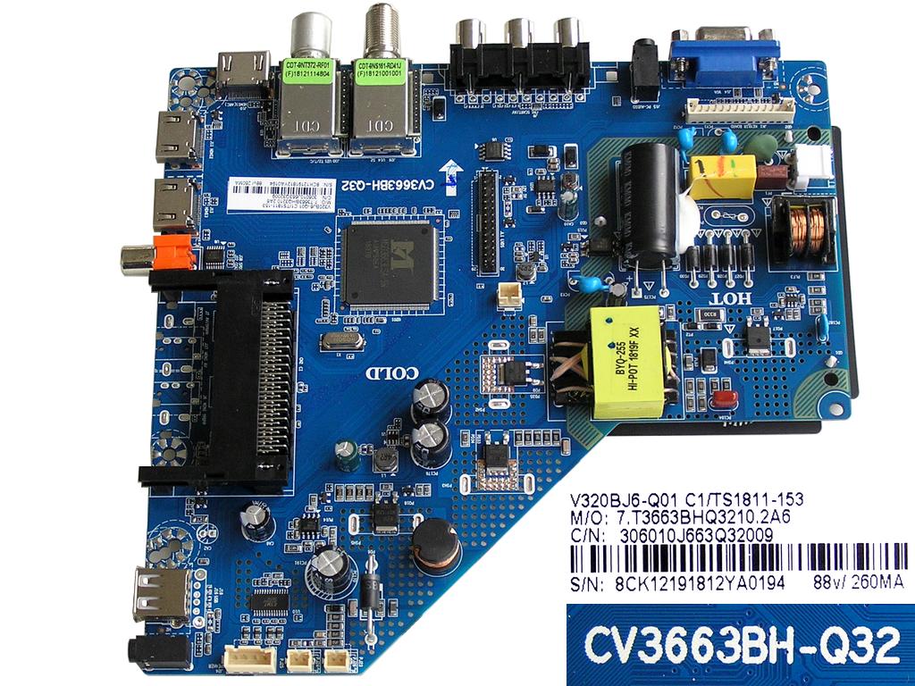 LCD modul základní deska Vivax LED TV-32LE112T2S2  / main board  V320BJ6-Q01 C1/TS1811-153 / TP.MS3663BH-Q32