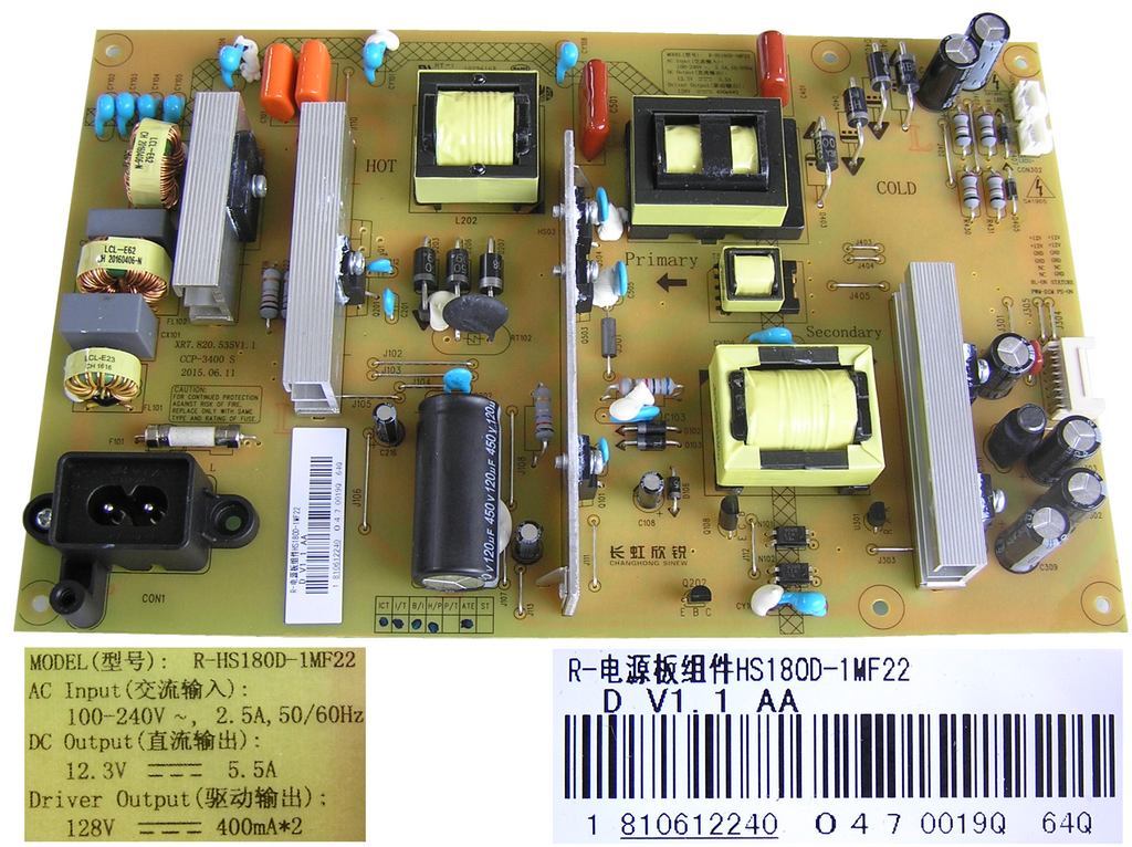 LCD modul zdroj Changhong UHD50D5500ISX2 /  POWER UNIT 810612240 / R-HS180D-1MF22