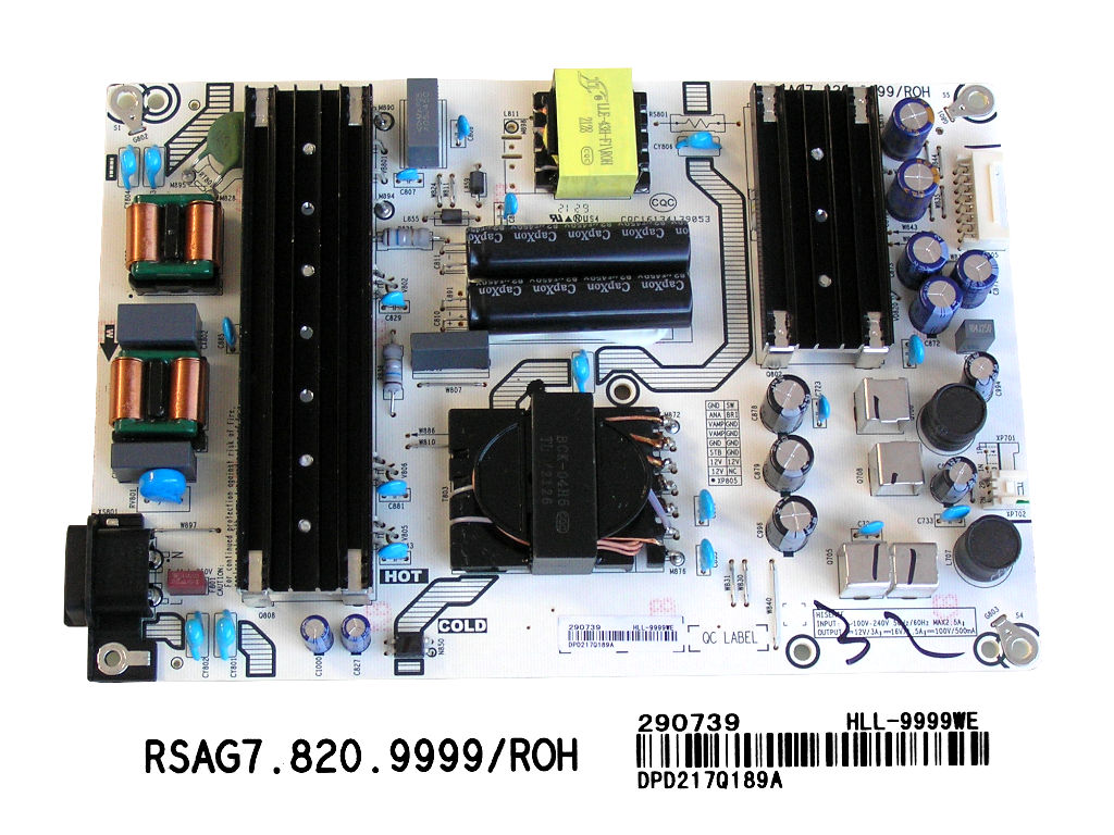 LCD modul zdroj Hisense 65A66G /  SMPS power unit  RSAG7.820.9999/ROH / T285251 / HLL-9999WE / DPD217Q189A