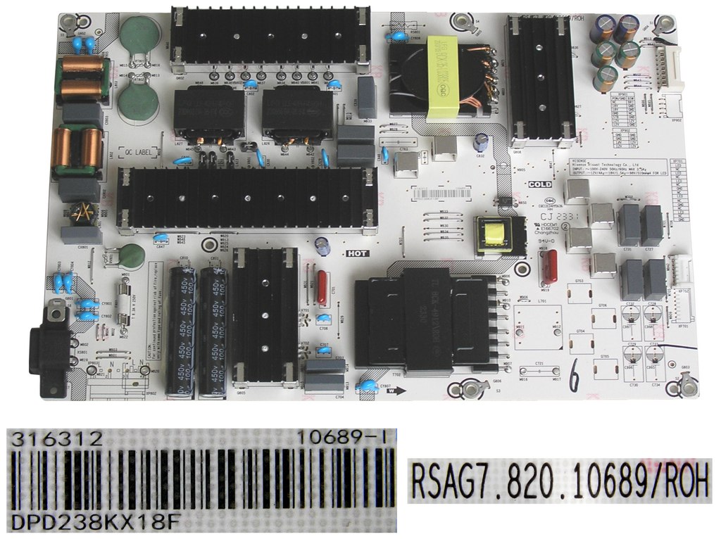 LCD modul zdroj Hisense 75A7KQ /  SMPS power unit  RSAG7.820.10689/ROH / DPD238KX18F / 316312 / HT310502