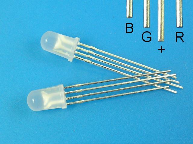 LED dioda RGB  5mm, kulatá / RGB LED dioda  tříbarevná 5mm 