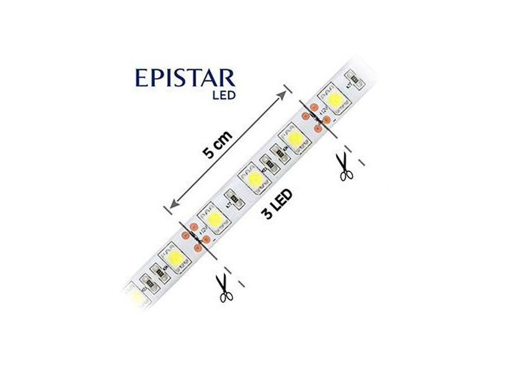 LED pásek studená bílá 5050, 60xLED/m, IP20, 14.4W/m, 6000 - 6500 K, 12V, prodej = cívka 5m