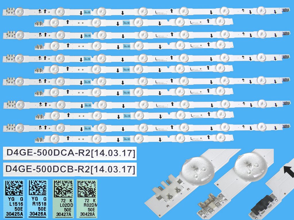 LED podsvit 1030mm sada Samsung BN96-30425A + BN96-30426A celkem 12 pásků / LED Backlight 1030mm - 12 D-LED D4GE-500DCA-R2 + D4GE500DCB-R2