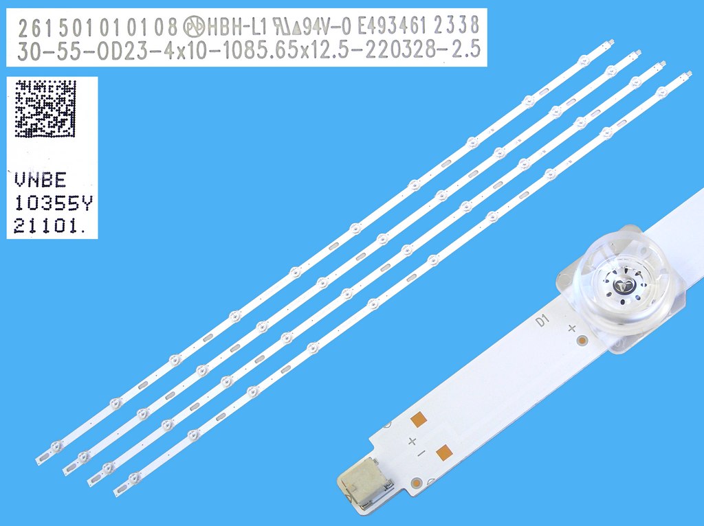 LED podsvit 1086mm sada Samsung 55CU7172 celkem 4 kusy / LED Backlight  261501010108 / 30-55-0D23-4x10-1085.65x12.5-220328-2.5 / BN96-10355Y