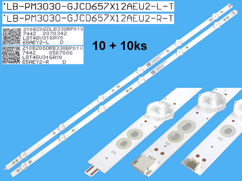 LED podsvit 1330mm sada Philips 210BZ06DLB33BP01X celkem 20 kusů / LED Backlight  LB-PM3030-GJCD657X12AEU2 / 705TLB65B338BP01X
