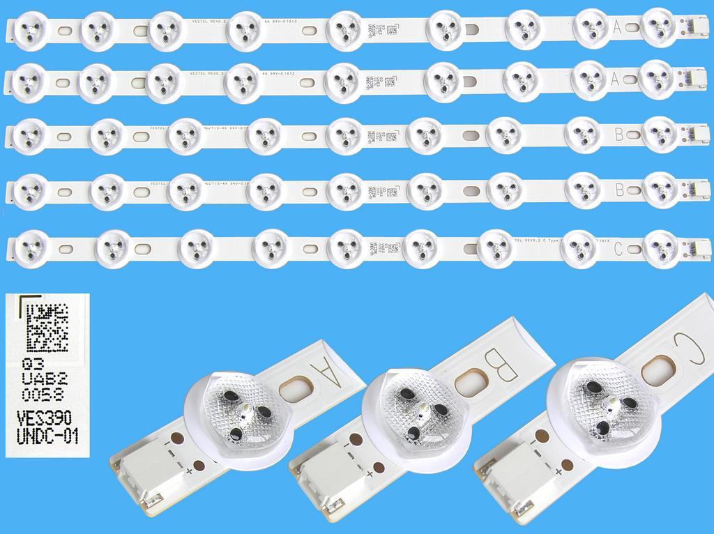 LED podsvit 355mm sada vestel 23283022 celkem 5 pásků / D-LED BAR.  VES390UNDC-01