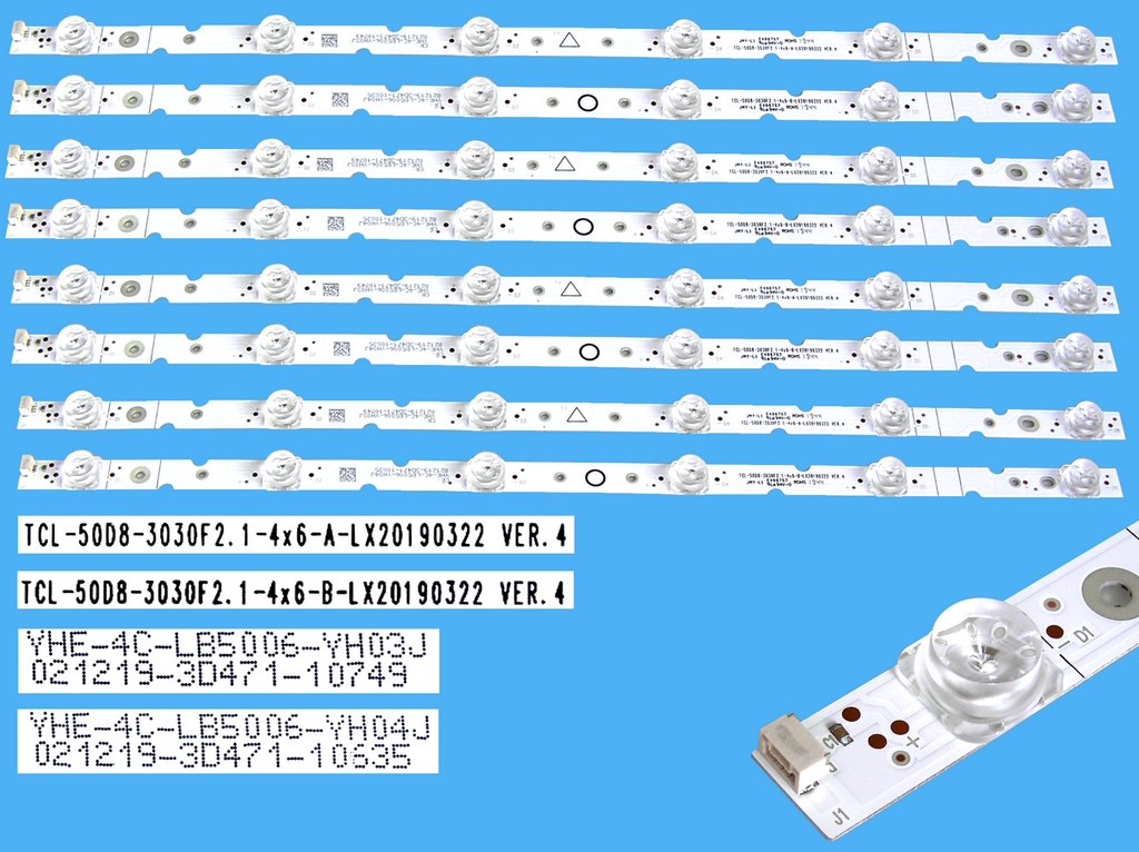 LED podsvit 450mm sadaThomson 4C-LB5006 / DLED ARRAY TCL-50D8-3030F2.1-4x6-A-LX20190322 Ver.4 / YHE-4C-LB5006-YH03J + YHE-4C-LB5006-YH04J