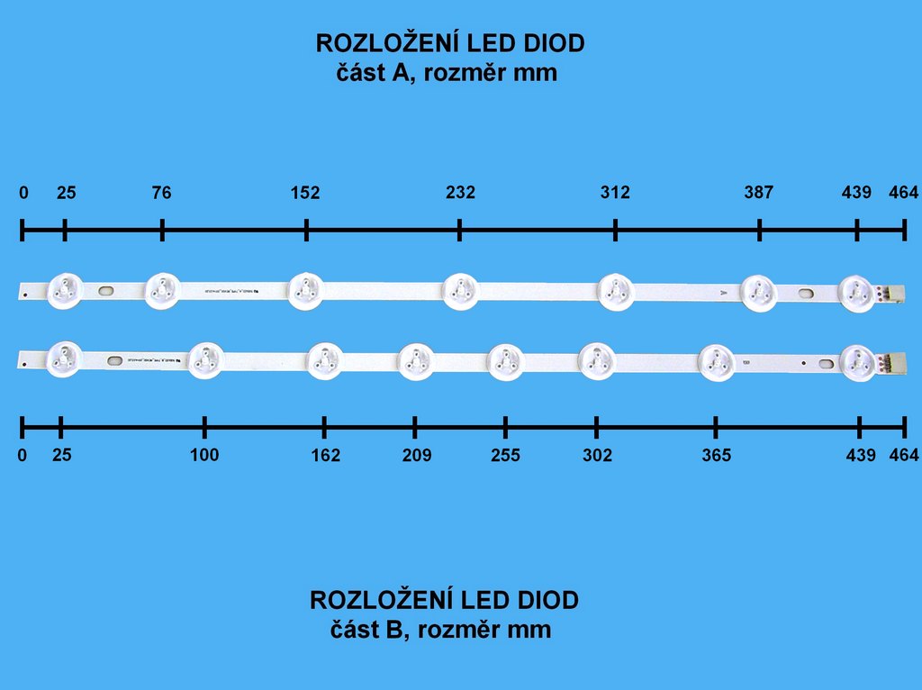 LED podsvit 464mm sada vestel 50" celkem 7 pásků / D-LED BAR.50" DL VNB  50DLED_A-Type 30085605 + 50DLED_B-Type 30085606 náhradní výrpbce