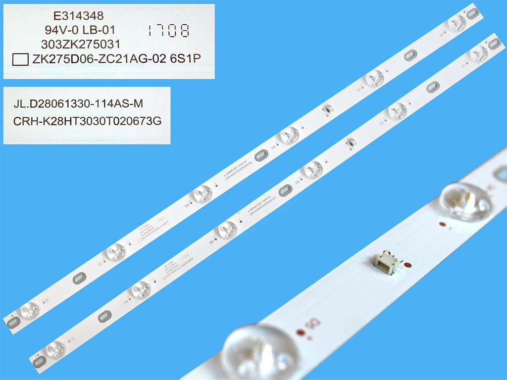 LED podsvit 492mm sada Sencor celkem 2 kusy / LED Backlight 492mm - 6DLED, ZK275D06-ZC21AG-02 / CRH-K28HT3030T020673G-Rev1.1