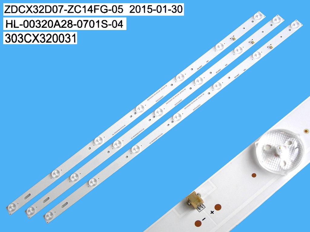 LED podsvit 598mm sada 303CX320031 celkem 3 pásky / LED Backlight 598mm - 7DLED, HL-00320A28-0701S-04A6 / 180.DT0-321800-2H / TLJ32C7LED / CX32D07-ZC14FG-05