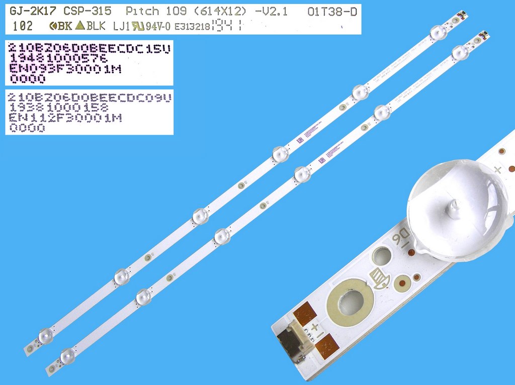 LED podsvit 615mm sada Philips 210BZ06D0BEECDC15U celkem 2 pásky / DLED backlight set Philips  GJ-2K17 CSP-315  Pitch 109 V1.2  01T3 / 705TLB32BEECDC01D