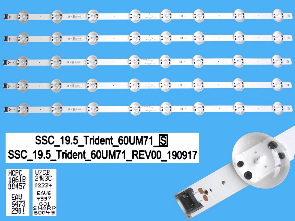 LED podsvit 670mm sada LG AGF30150701 celkem 5 kusů / DLED Backlight 8 D-LED, SSC_19.5_Trident_60UM71 / EAV64997601 Sharp 60049