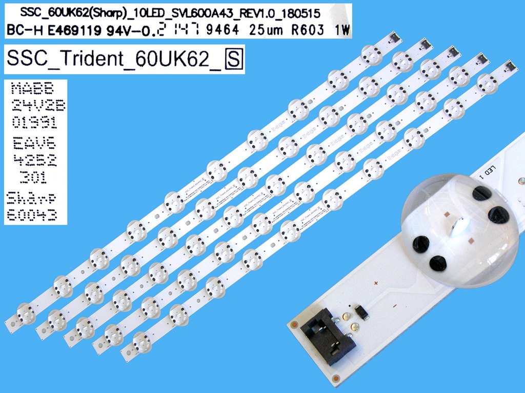 LED podsvit 670mm sada LG AGM76729101 celkem 5 pásků / DLED Backlight  SSC_Trident_60UK62 / SVL600A43 náhradní výrobce