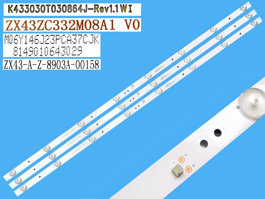 LED podsvit 820mm sada TV43" - celkem 3 pásky / 8DLED TOTAL ARRAY  K433030T030864J-Rev1.1WI, M06Y146J23PCA37CJK, 03E348124HN