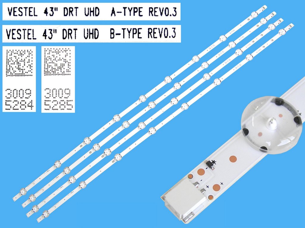 LED podsvit 820mm sada vestel celkem 4 pásky / D-LED BAR. VESTEL 43"DRT UHD - náhrada / 30095284 + 30095285 / 30099615 + 30099616 
