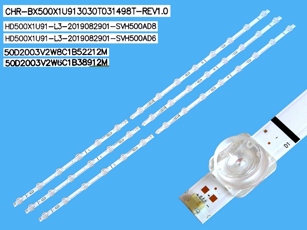 LED podsvit 914mm sada Hisense celkem 3 kusy  / LED Backlight  14 D-LED  LB5009N V0 / HD500X1U92-T0L3 HBH-L2 / T1241498 / BD500X1U-LB92T0L3-5-14 / HD500X1U91-L3 / BX500X1U91  náhradní výrobce