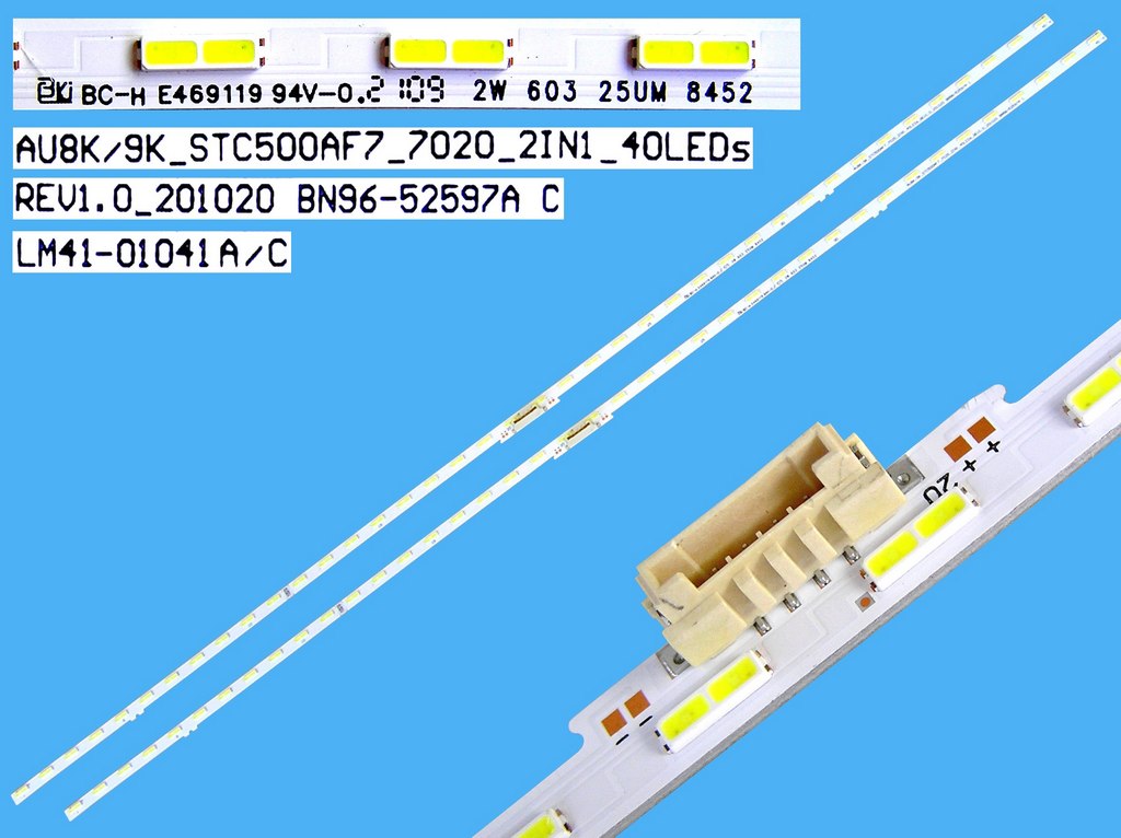 LED podsvit EDGE 545mm sada Samsung celkem 2 kusy / LED Backlight edge 545mm - 40 LED  BN96-52597A / LM41-01041A/C / AU8K/9K STC500AF7 7020 2IN1 40LEDs Rev1.0 201020
