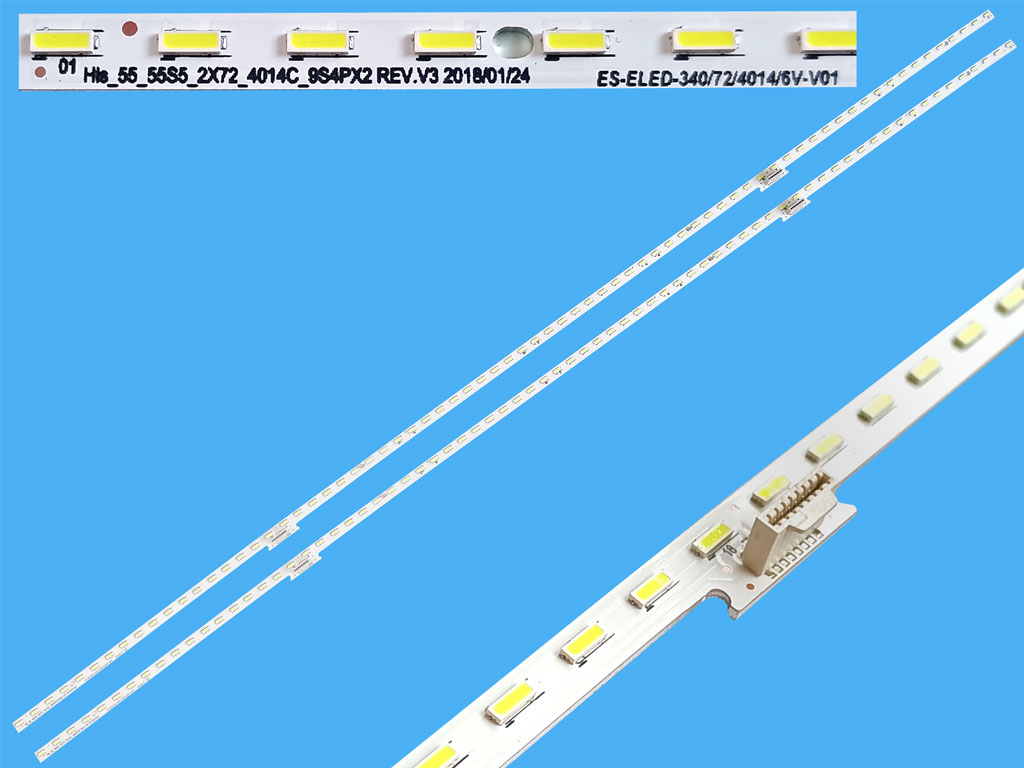 LED podsvit EDGE 599mm sada Hisense celkem 2 pásky / LED Backlight EDGE 72 LED 55S5 2X72 4014C 9S4P 2 REV.V3 CS-MCPCB-150