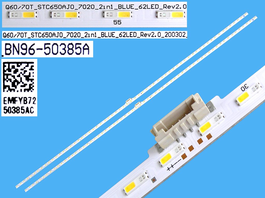 LED podsvit EDGE 705mm sada Samsung celkem 2 kusy / LED Backlight edge  BN96-50385A / Q60/70T_STC650AJ0_7020_2in_BLUE_62LED_Rev2.0_200302