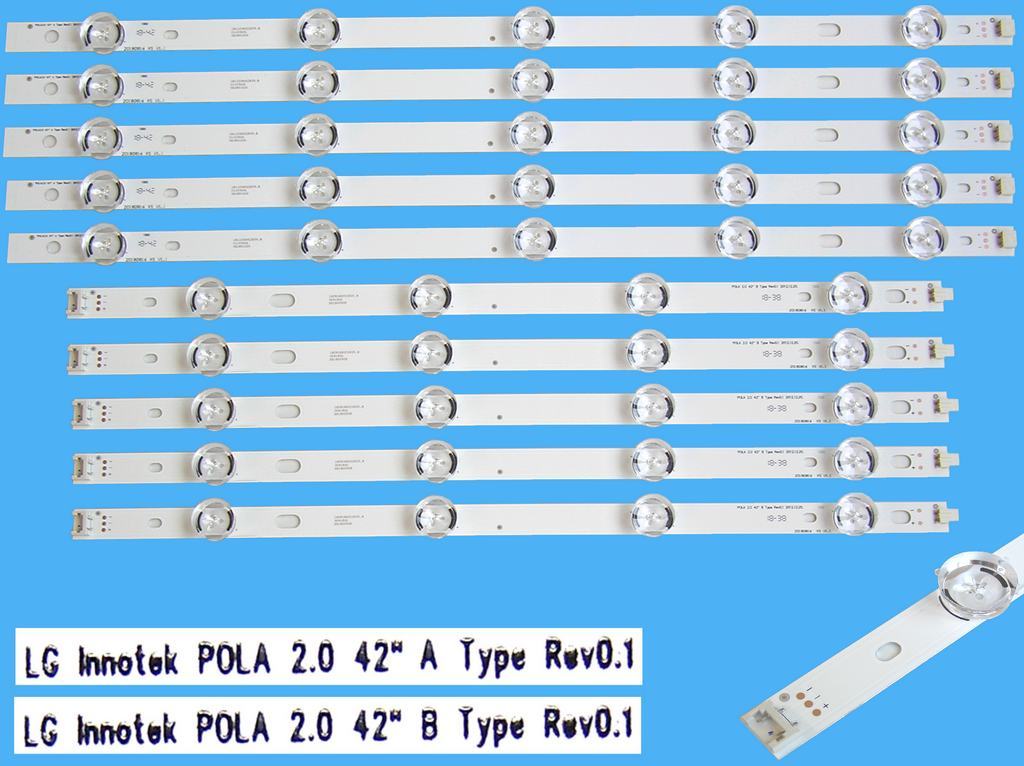 LED podsvit sada 848mm LG náhrada LG42LA / 42LN celkem 10 pásků  / DLED TOTAL ARRAY LG type LG INNOTEK POLA 2.0 42'' 