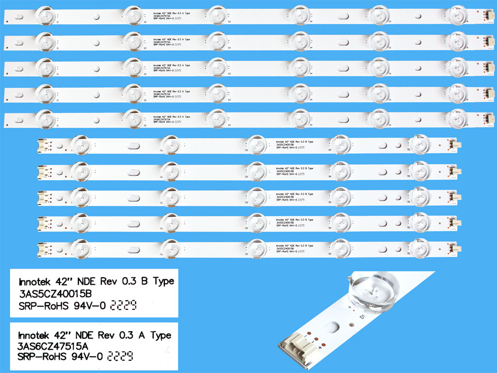 LED podsvit sada 872mm LG náhrada LG 42" celkem 10 pásků / DLED TOTAL ARRAY LG type LG INNOTEK NDE 42"