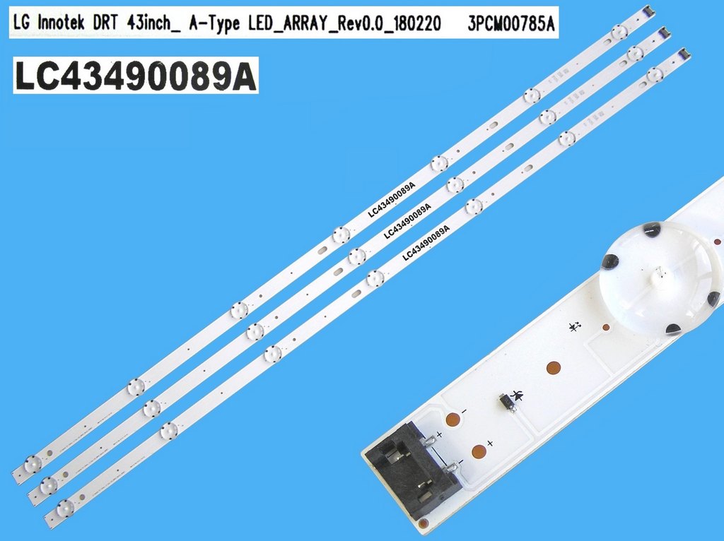 LED podsvit sada LG 43CSP-UHD celkem 3 pásky 828mm / DLED TOTAL ARRAY  LC43490089A,3PCM00785, LGinnotek DRT 43inch_A-type