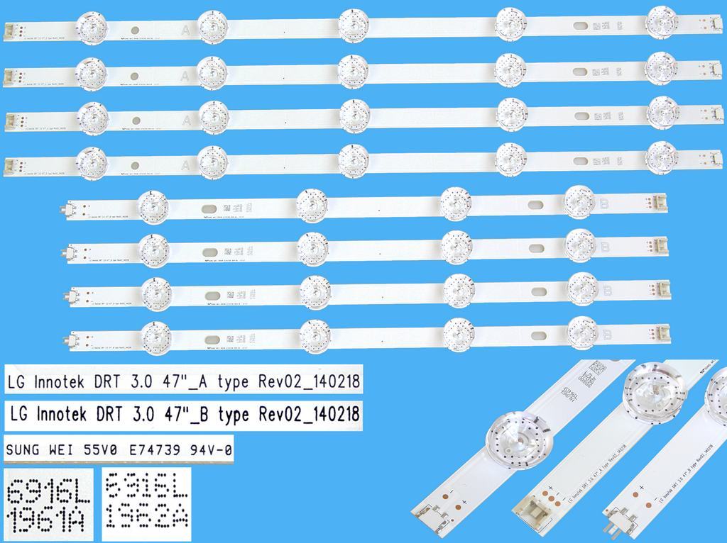 LED podsvit sada LG AGF78401001 celkem 8 pásků / DLED TOTAL ARRAY AGF78401001 6916L-1961A + 6916L-1962A / DRT 3.0 47", originál