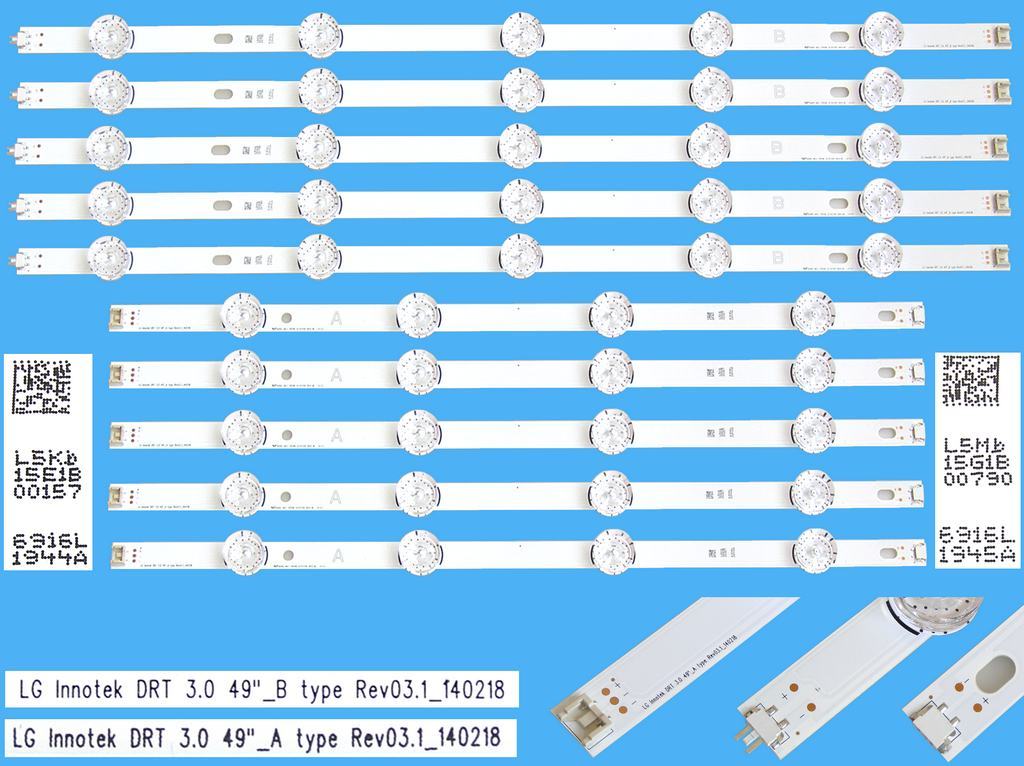 LED podsvit sada LG AGF78402201AL2 celkem 10 pásků / DLED TOTAL ARRAY LG Innotek DRT 3.0 49" /  6916L-1944A +  6916L-1945A