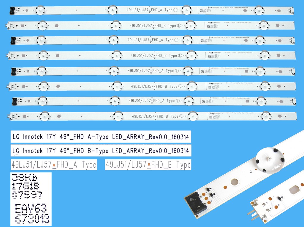 LED podsvit sada LG Innotek 49LJ51_FHD celkem 8 kusů / LED Backlight 49LJ51/LJ57_FHD / 49LJ57__FHD / EAV63673013