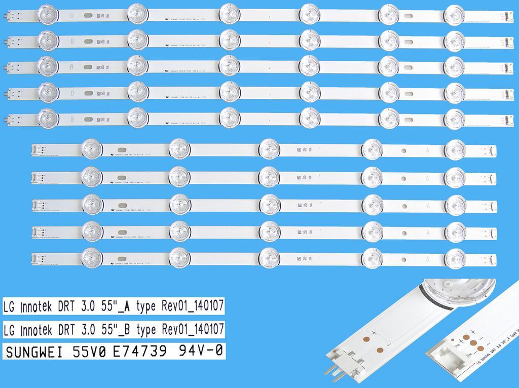 LED podsvit sada LG náhrada AGF78401701 celkem 10 pásků / DLED TOTAL ARRAY AGF78401701AL 6916L-1989A + 6916L-1990A  LG Innotek DRT3.0 55"
