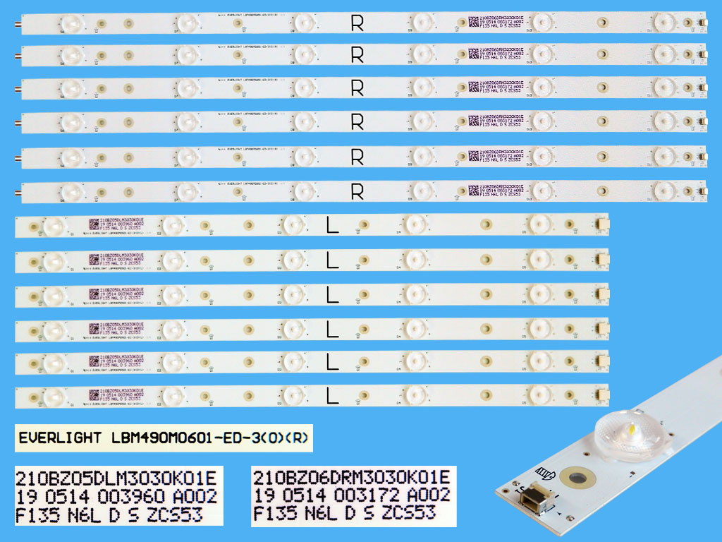 LED podsvit sada Philips LBM490M0601-ED-3-AL celkem 12 pásků / DLED TOTAL ARRAY 996599000166 / 210BZ05DLM3030K01E + 210BZ06DRM3030K01E