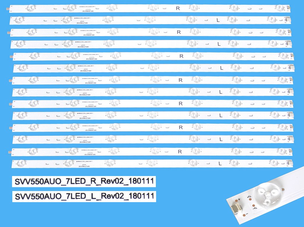 LED podsvit sada Philips celkem 14 ks pásků SVV550AU0_7LED_R_Rev02_180111 + SVV550AU0_7LED_L_Rev02_180111 / LED Backlight  Assy PC65055B