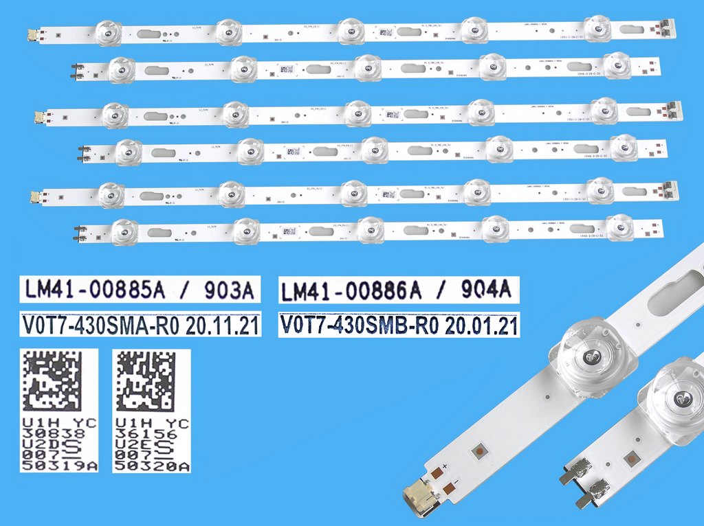 LED podsvit sada Samsung V07T-430SM celkem 6 pásků   / LED Backlight 1304mm - V07T-430SMA-R0 + V07T-430SMB-R0 / LM41-00885A/903A + LM41-00886A/904A