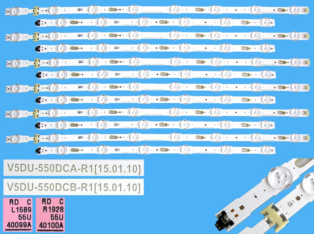 LED podsvit sada Samsung celkem 12 kusů/ LED Backlight BN96-40099A + BN96-40100A /  BN96-34797AA + BN96-34798A / V5DU-550DCA-R1 + V5DU-550DCB-R1 / S_5U75_55_FL_R6  + S_5U75_55_FL_L8 / LM41-00136A + LM41-00135A 