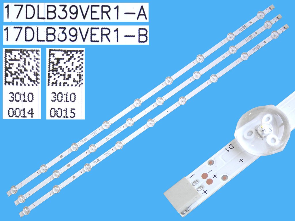 LED podsvit sada vestel 17DLB39VER1 celkem 3 pásky 727mm / D-LED BAR. 39" 23588759  17DLB39VER1-A  30100014 + 17DLB39VER1-B  30100015