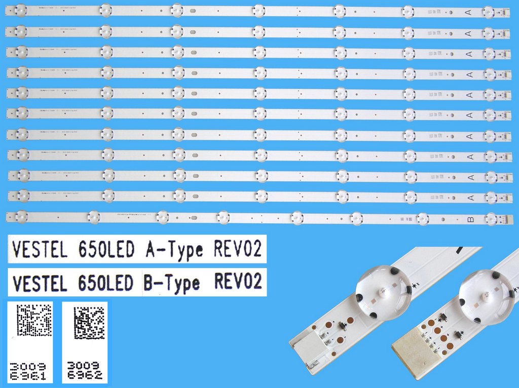 LED podsvit sada vestel 23443763 celkem 11 pásků 707mm / Vestel 650LED A-Type 30096961 + Vestel 650LED B-Type 30096962