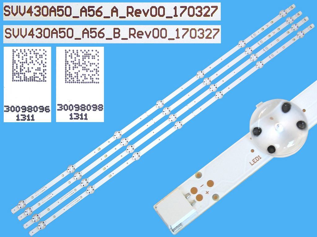 LED podsvit sada vestel 43" celkem 4 pásky 817mm / D-LED BAR. VESTEL 43"FHD SVV430A50_56 / 30098096 + 30098098 / 30096386 + 30096387