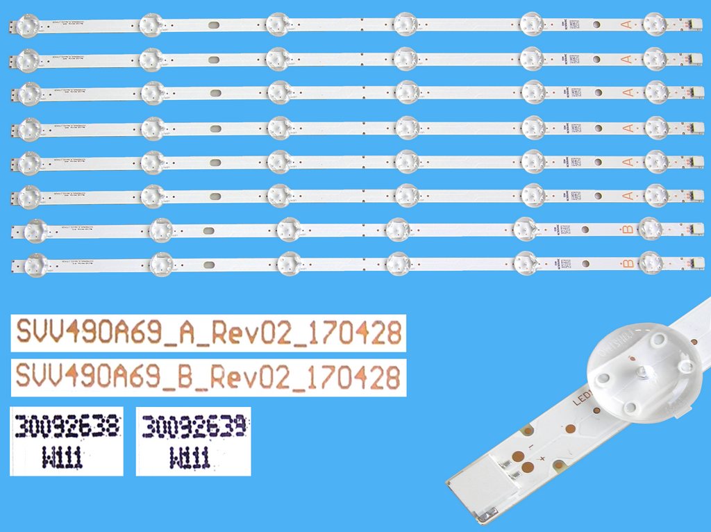 LED podsvit sada vestel SVV490A69 celkem 8 pásků 520mm SVV490A69 / 30092638 + 30092639