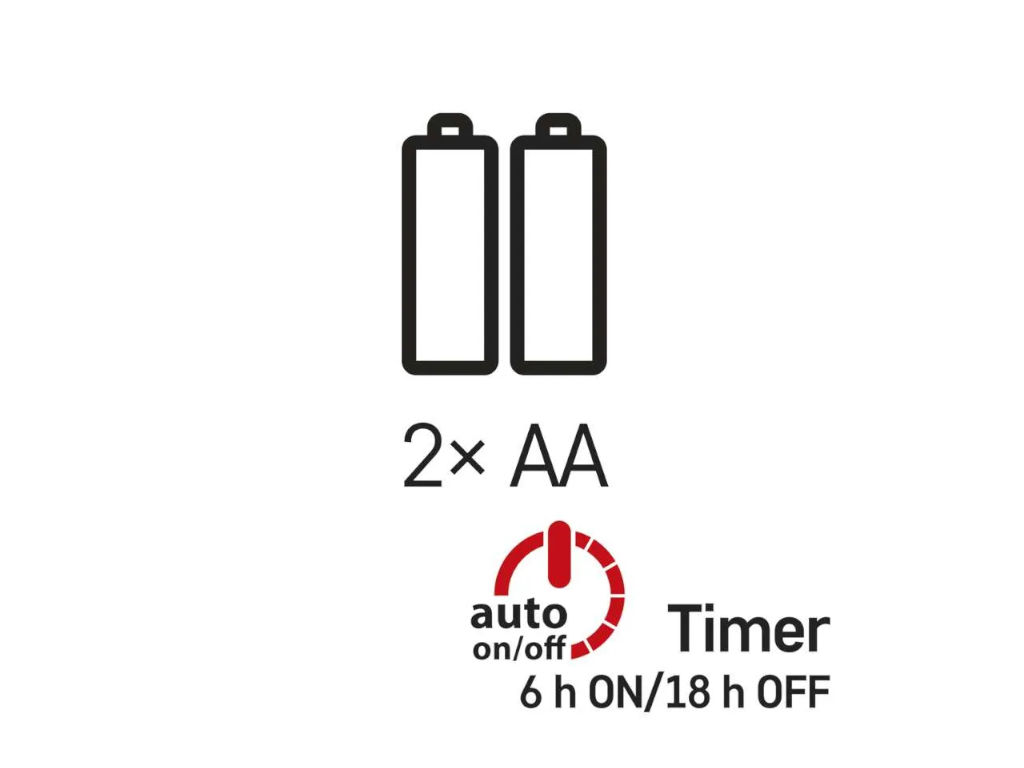 LED vánoční nano řetěz, 1,9 m, 2x AA, vnitřní, teplá bílá, časovač