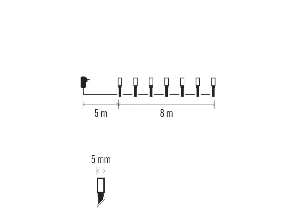 LED vánoční řetěz, 8 m, venkovní i vnitřní, teplá/studená bílá, časovač