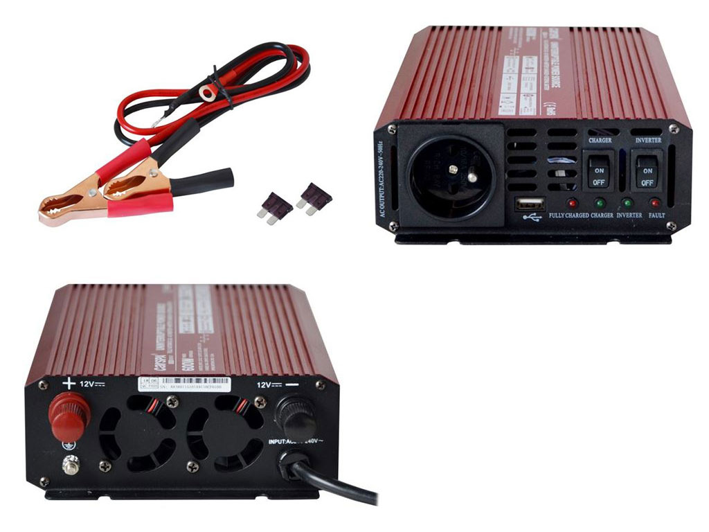 Měnič napětí z 12V / 230V 600W CZ UPS + nabíječka CARSPA