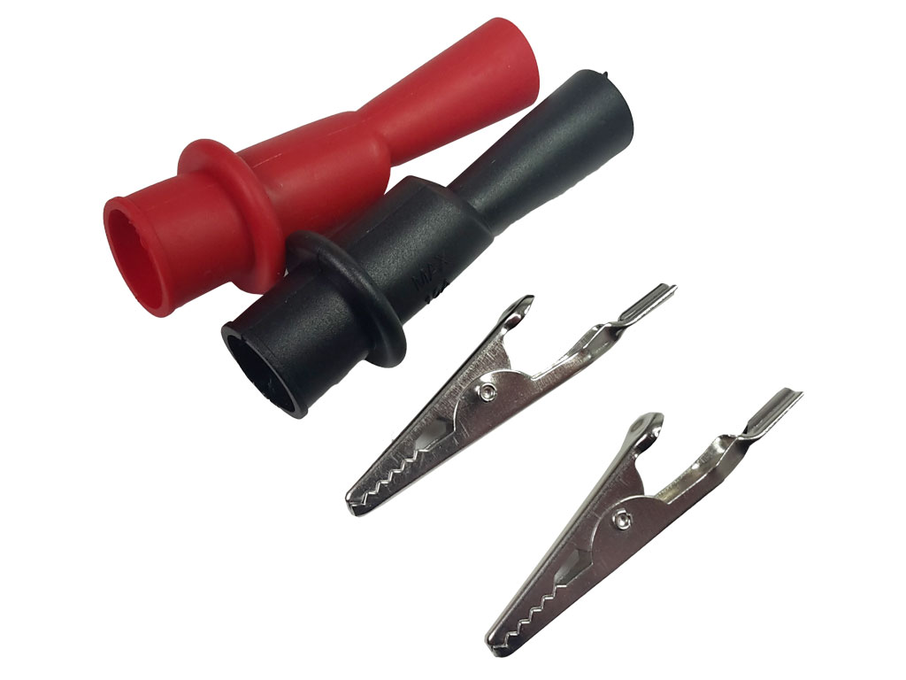 Měřicí krokodýlek 6 cm s kleštinou - sada černý a červený