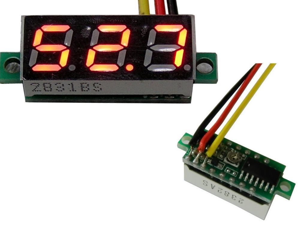 Měřidlo digitální panelové 0 - 100V LED - mini 