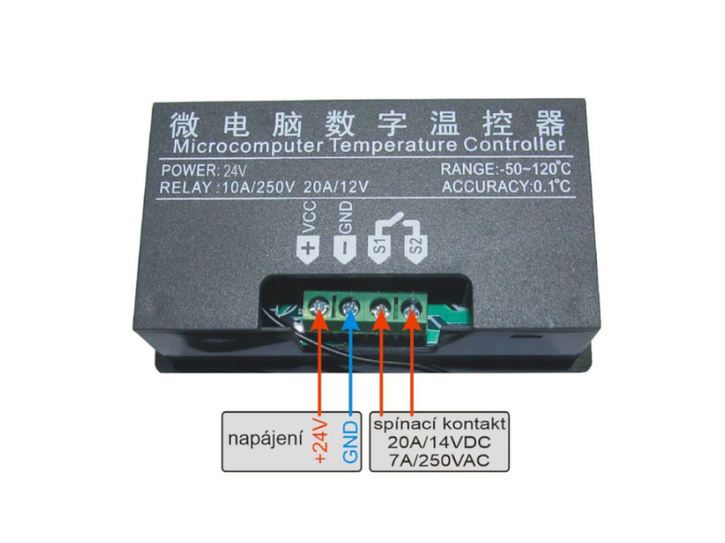 Modul digitální termostat W3230 panelový -55°C  /  +120°C napájení 24V