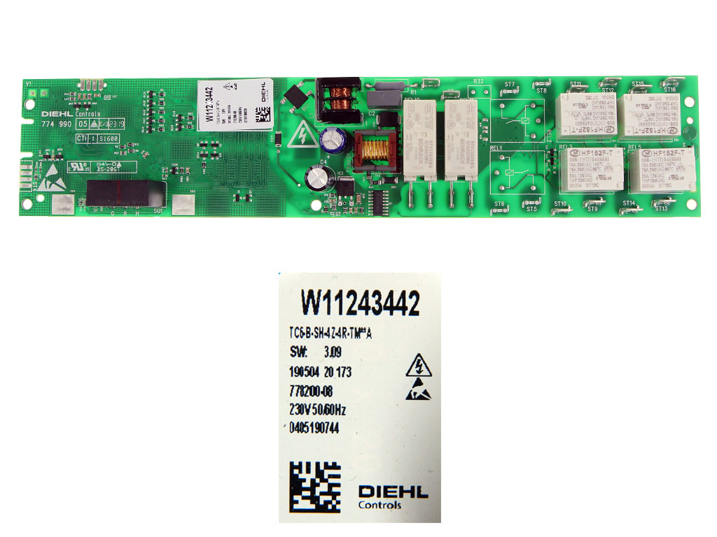 Modul elektroniky sklokeramická varná deska Indesit / Whirpool 488000520340 / TC6-B-SH4Z-4R-TM  SW:3.09 