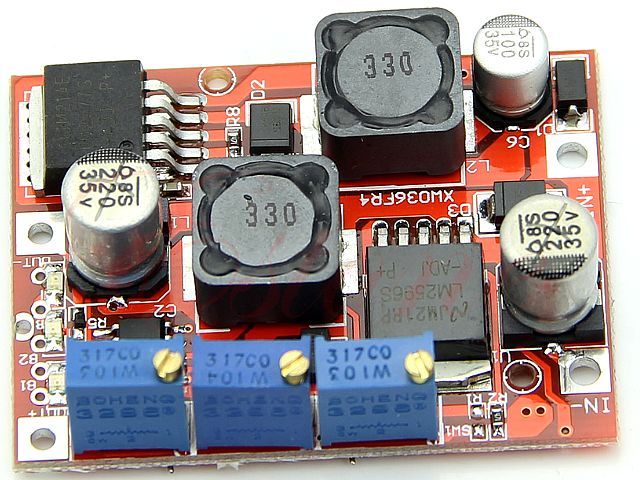 Modul nastavitelného zdroje  STEP-DOWN + STEP-UP 1,2 - 37V / 1,5A (3A)  univerzální použití, přídavné nastavení proudového omezení,  plynule konvertuje nahoru i dolů