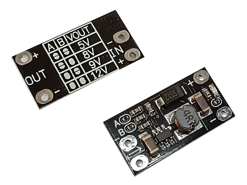 Modul nastavitelného zdroje  STEP UP 5 - 8 - 9 - 12V / 1A max., pro Li-Ion, univerzální použití