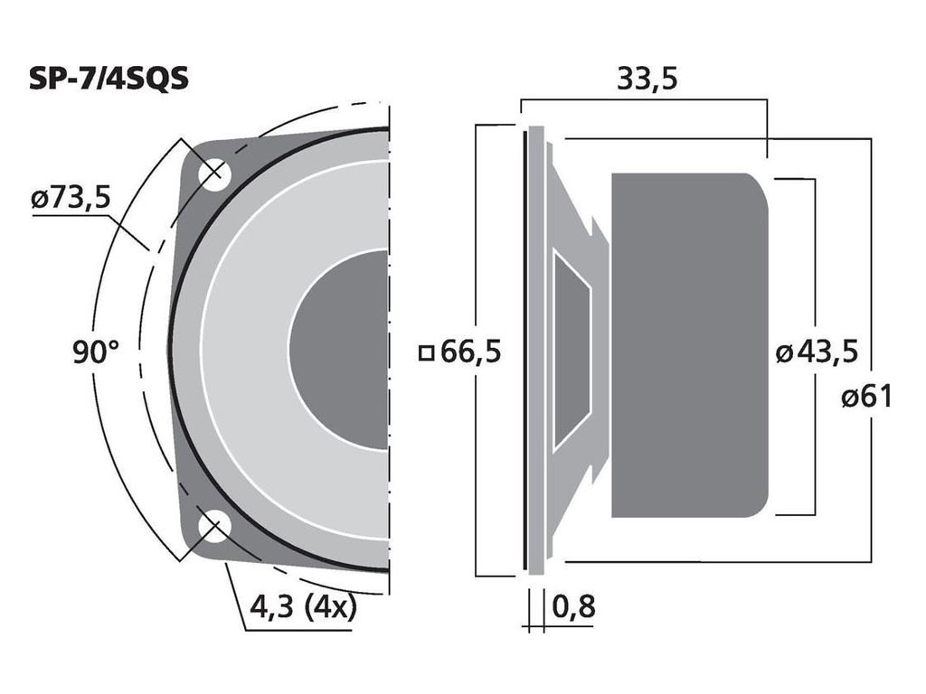 Monacor SP-7/4SQS 2.5 palec 6.65 cm mini reproduktor 4 W 4 ohm