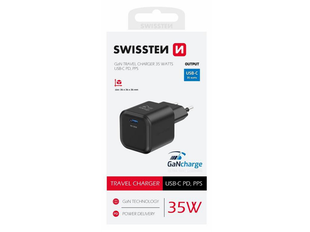 Nabíječka SWISSTEN Power Delivery USB-C černá