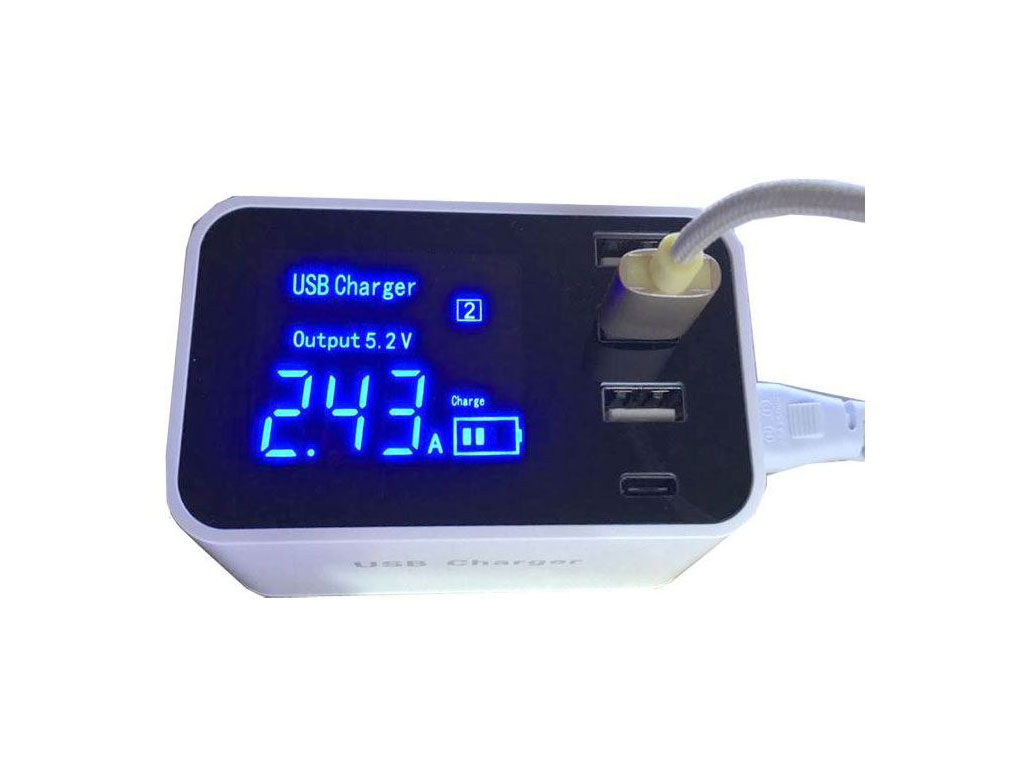 Nabíječka USB YC-CDA30, 4x USB 5V / max 2.4A s displejem